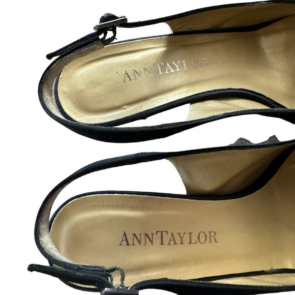 Women’s Ann Taylor Size 7.5 M Black Slingback Heels w Small Rhinestones on Toes - Picture 8 of 10
